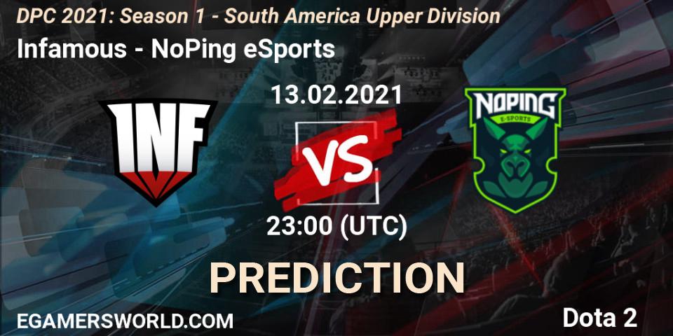 Infamous - NoPing eSports: прогноз. 13.02.2021 at 23:00, Dota 2, DPC 2021: Season 1 - South America Upper Division