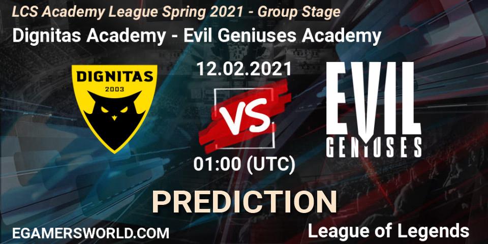 Dignitas Academy - Evil Geniuses Academy: прогноз. 12.02.2021 at 01:00, LoL, LCS Academy League Spring 2021 - Group Stage
