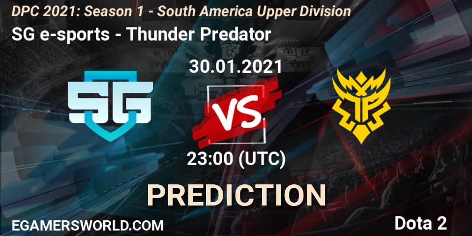 SG e-sports - Thunder Predator: прогноз. 30.01.2021 at 23:00, Dota 2, DPC 2021: Season 1 - South America Upper Division