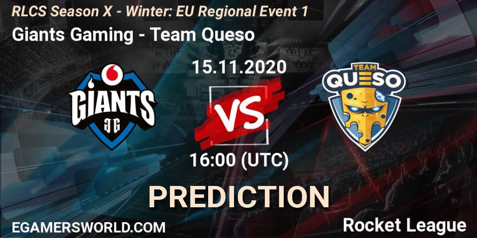 Giants Gaming - Team Queso: прогноз. 15.11.2020 at 16:00, Rocket League, RLCS Season X - Winter: EU Regional Event 1