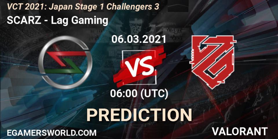 SCARZ - Lag Gaming: прогноз. 06.03.2021 at 06:00, VALORANT, VCT 2021: Japan Stage 1 Challengers 3