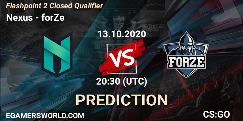 Nexus - forZe: прогноз. 13.10.2020 at 21:00, Counter-Strike (CS2), Flashpoint 2 Closed Qualifier