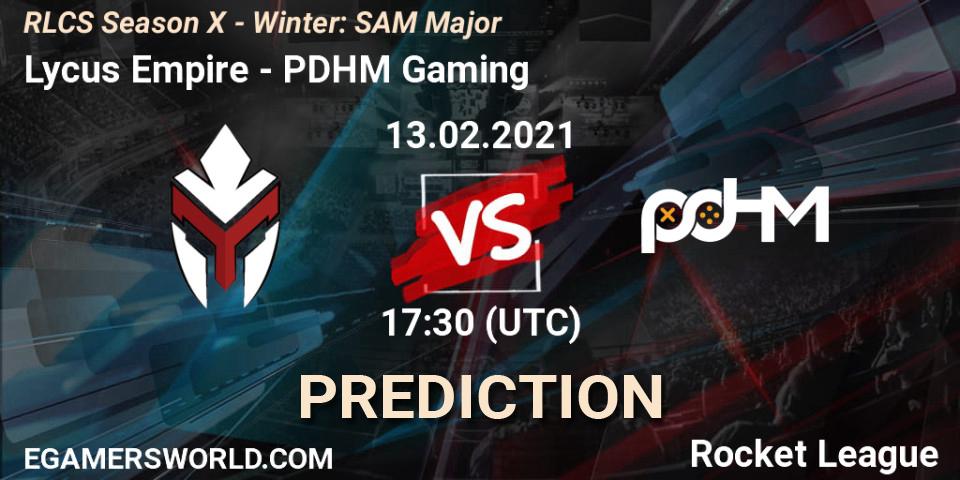 Lycus Empire - PDHM Gaming: прогноз. 13.02.2021 at 17:30, Rocket League, RLCS Season X - Winter: SAM Major