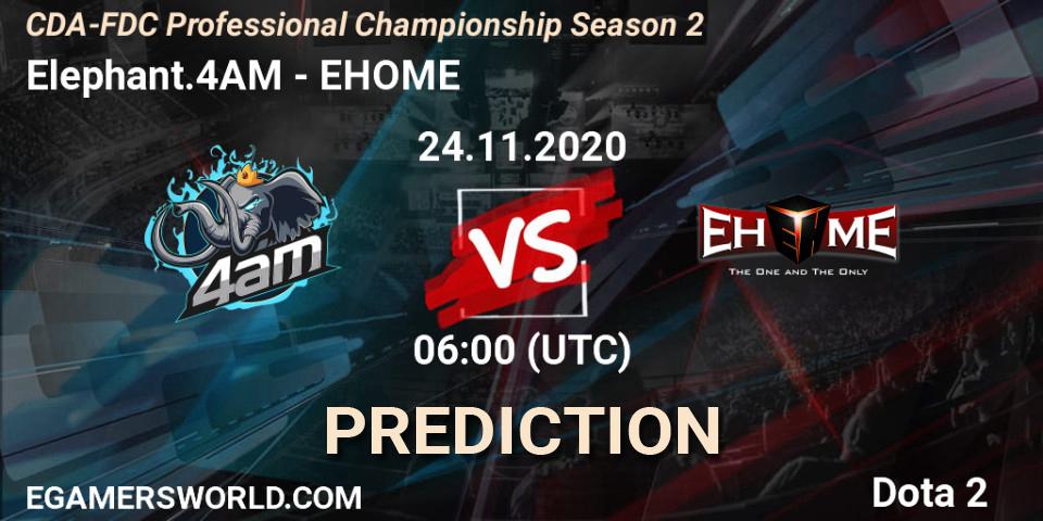 Elephant.4AM - EHOME: прогноз. 24.11.20, Dota 2, CDA-FDC Professional Championship Season 2