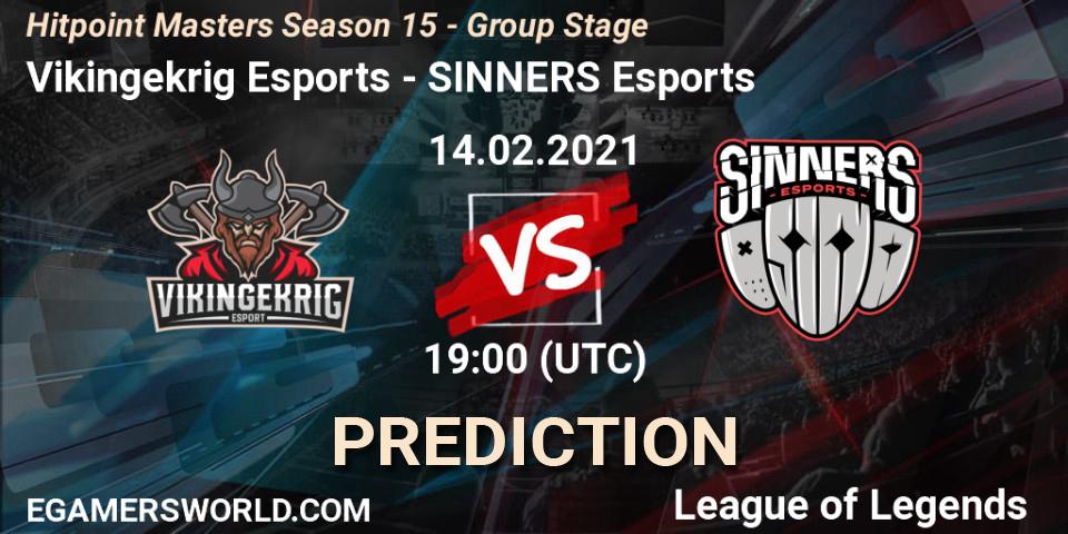Vikingekrig Esports - SINNERS Esports: прогноз. 14.02.2021 at 20:00, LoL, Hitpoint Masters Season 15 - Group Stage