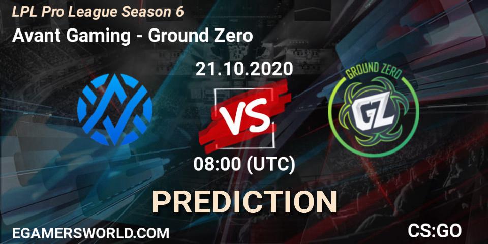 Avant Gaming - Ground Zero: прогноз. 21.10.2020 at 08:00, Counter-Strike (CS2), LPL Pro League Season 6