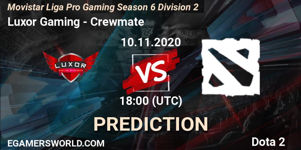 Luxor Gaming - Crewmate: прогноз. 10.11.20, Dota 2, Movistar Liga Pro Gaming Season 6 Division 2