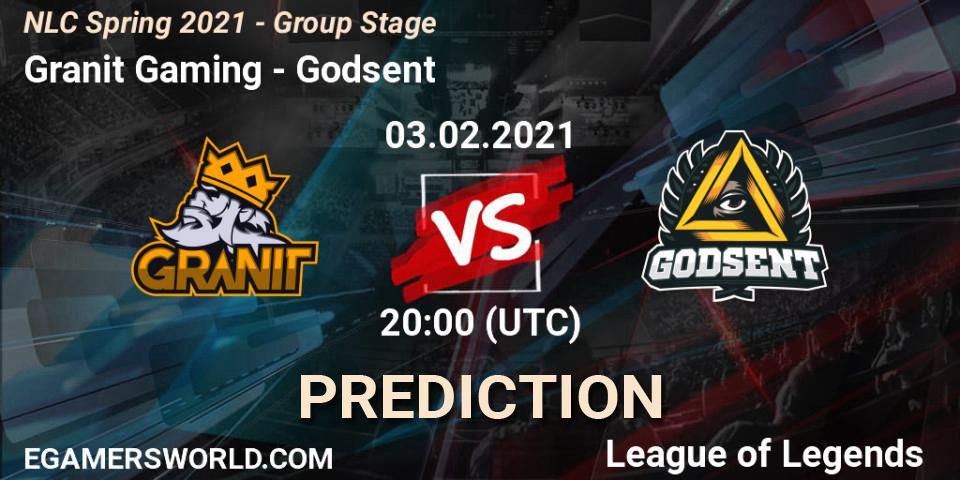 Granit Gaming - Godsent: прогноз. 03.02.2021 at 20:15, LoL, NLC Spring 2021 - Group Stage
