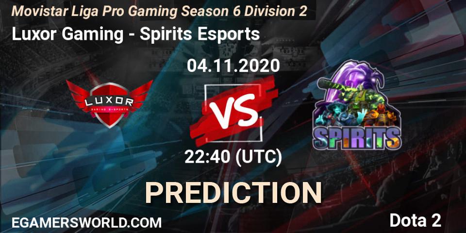 Luxor Gaming - Spirits Esports: прогноз. 04.11.20, Dota 2, Movistar Liga Pro Gaming Season 6 Division 2