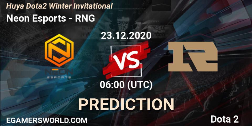 Neon Esports - RNG: прогноз. 23.12.2020 at 05:39, Dota 2, Huya Dota2 Winter Invitational