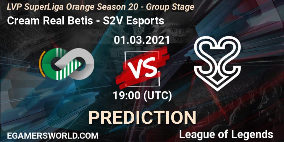 Cream Real Betis - S2V Esports: прогноз. 01.03.2021 at 19:00, LoL, LVP SuperLiga Orange Season 20 - Group Stage