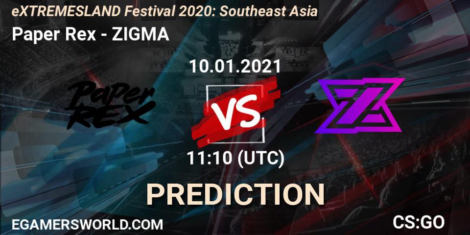 Paper Rex - ZIGMA: прогноз. 10.01.2021 at 11:20, Counter-Strike (CS2), eXTREMESLAND Festival 2020: Southeast Asia