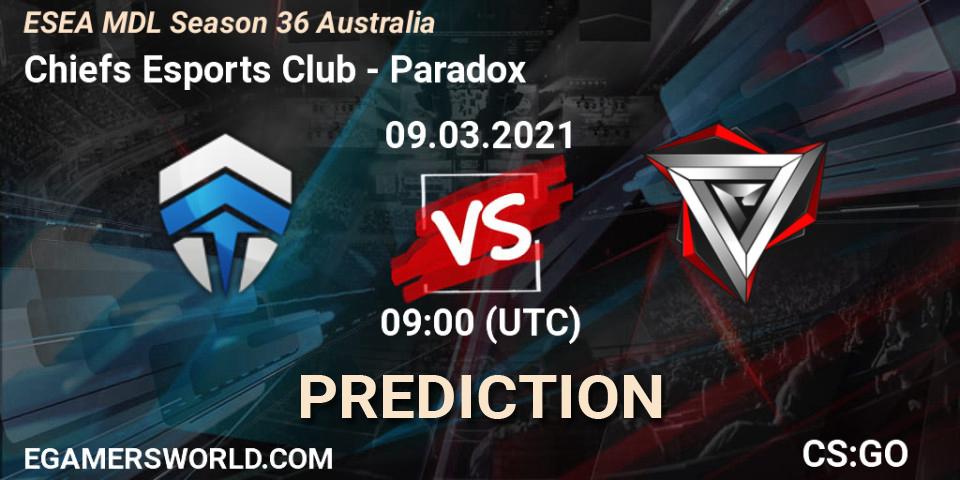 Chiefs Esports Club - Paradox: прогноз. 09.03.2021 at 09:00, Counter-Strike (CS2), MDL ESEA Season 36: Australia - Premier Division