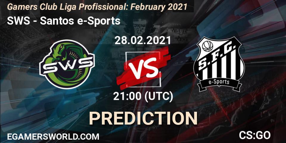 SWS - Santos e-Sports: прогноз. 28.02.2021 at 21:45, Counter-Strike (CS2), Gamers Club Liga Profissional: February 2021