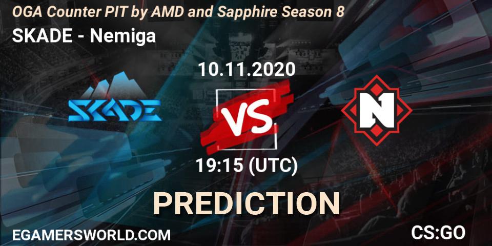 SKADE - Nemiga: прогноз. 10.11.2020 at 19:15, Counter-Strike (CS2), OGA Counter PIT by AMD and Sapphire Season 8