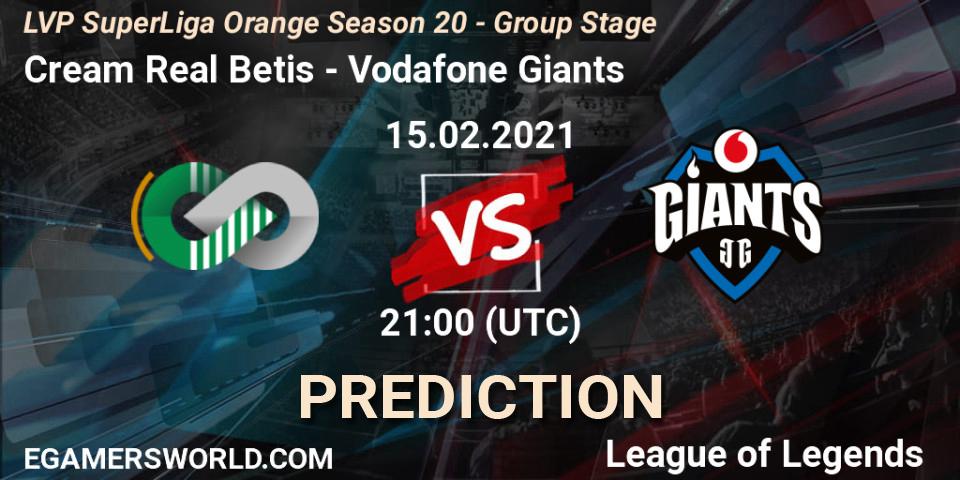 Cream Real Betis - Vodafone Giants: прогноз. 15.02.2021 at 21:15, LoL, LVP SuperLiga Orange Season 20 - Group Stage