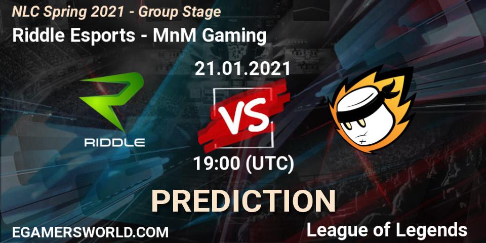 Riddle Esports - MnM Gaming: прогноз. 21.01.2021 at 19:00, LoL, NLC Spring 2021 - Group Stage