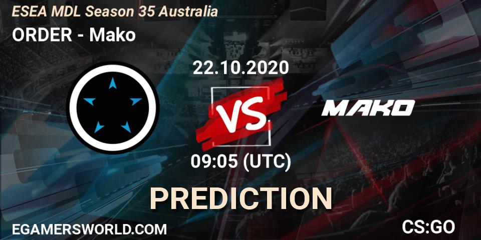 ORDER - Mako: прогноз. 22.10.2020 at 09:05, Counter-Strike (CS2), ESEA MDL Season 35 Australia