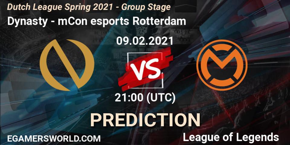 Dynasty - mCon esports Rotterdam: прогноз. 09.02.2021 at 21:00, LoL, Dutch League Spring 2021 - Group Stage