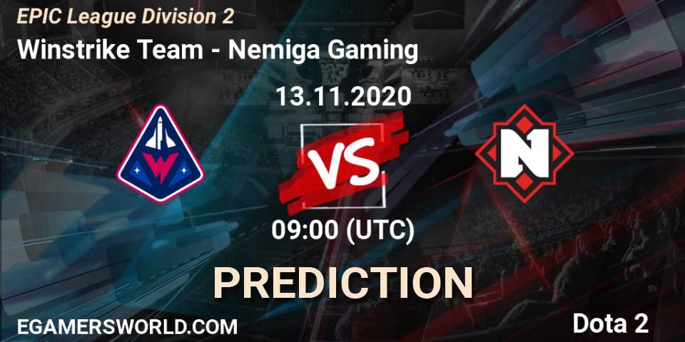 Winstrike Team - Nemiga Gaming: прогноз. 13.11.2020 at 09:00, Dota 2, EPIC League Division 2