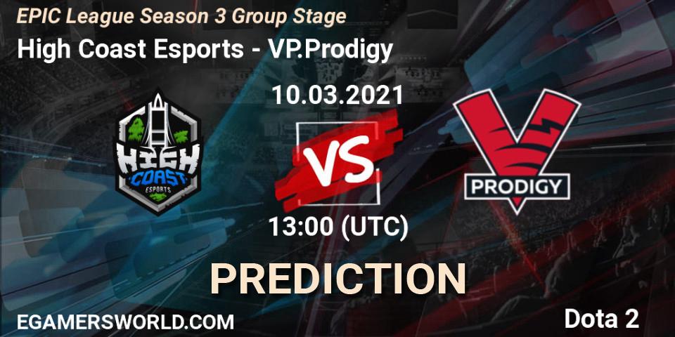 High Coast Esports - VP.Prodigy: прогноз. 10.03.2021 at 13:01, Dota 2, EPIC League Season 3 Group Stage