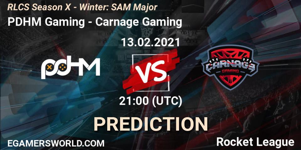 PDHM Gaming - Carnage Gaming: прогноз. 13.02.2021 at 21:00, Rocket League, RLCS Season X - Winter: SAM Major