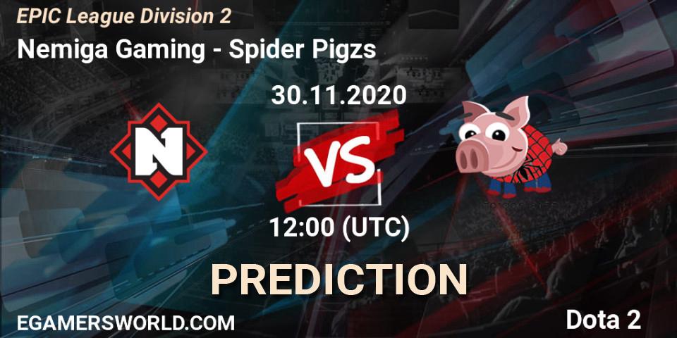Nemiga Gaming - Spider Pigzs: прогноз. 30.11.2020 at 11:09, Dota 2, EPIC League Division 2
