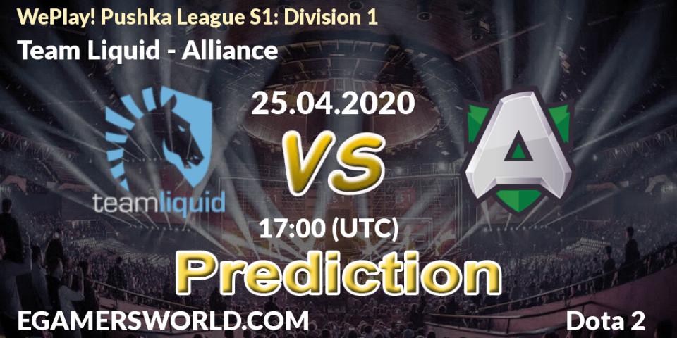 Team Liquid - Alliance: прогноз. 25.04.2020 at 16:14, Dota 2, WePlay! Pushka League S1: Division 1