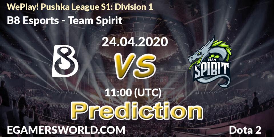 B8 Esports - Team Spirit: прогноз. 24.04.2020 at 11:02, Dota 2, WePlay! Pushka League S1: Division 1