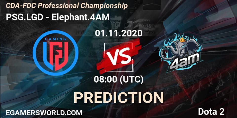 PSG.LGD - Elephant.4AM: прогноз. 01.11.2020 at 08:06, Dota 2, CDA-FDC Professional Championship