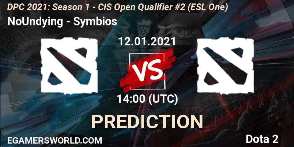 NoUndying - Symbios: прогноз. 12.01.2021 at 14:05, Dota 2, DPC 2021: Season 1 - CIS Open Qualifier #2 (ESL One)