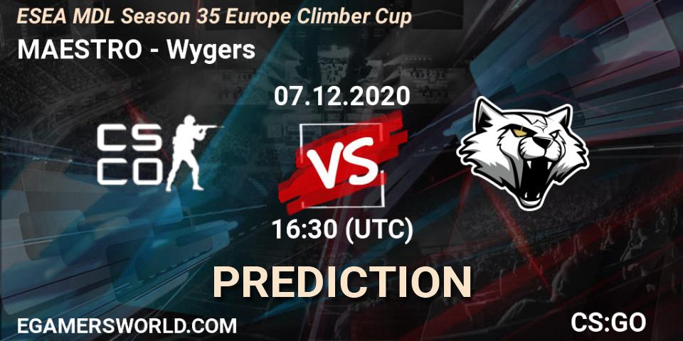 MAESTRO - Wygers: прогноз. 07.12.2020 at 16:30, Counter-Strike (CS2), ESEA MDL Season 35 Europe Climber Cup