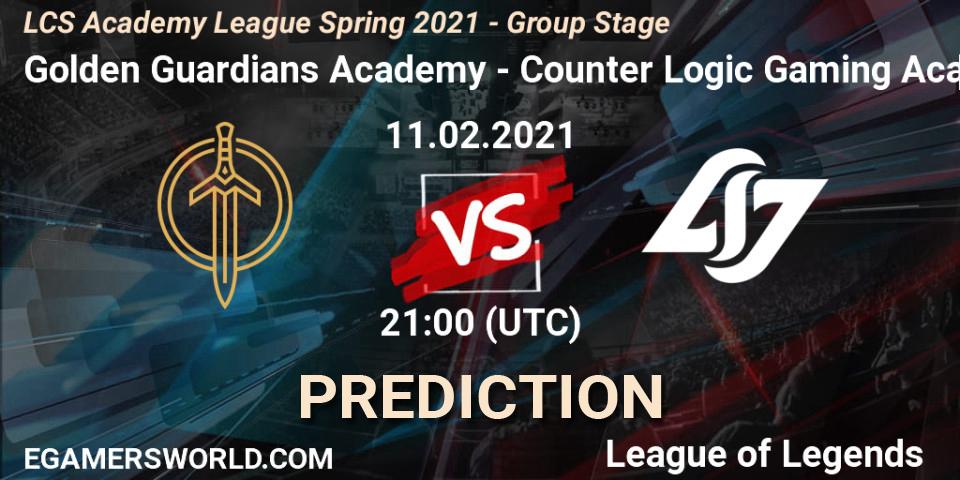 Golden Guardians Academy - Counter Logic Gaming Academy: прогноз. 11.02.2021 at 21:00, LoL, LCS Academy League Spring 2021 - Group Stage