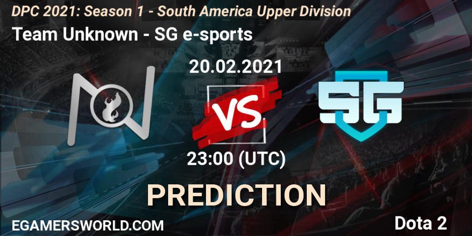 Team Unknown - SG e-sports: прогноз. 20.02.2021 at 23:00, Dota 2, DPC 2021: Season 1 - South America Upper Division