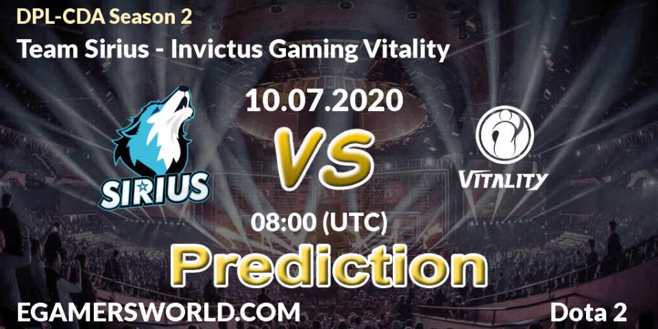 Team Sirius - Invictus Gaming Vitality: прогноз. 10.07.2020 at 08:03, Dota 2, DPL-CDA Professional League Season 2