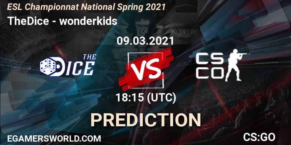TheDice - wonderkids: прогноз. 09.03.2021 at 19:30, Counter-Strike (CS2), ESL Championnat National Spring 2021