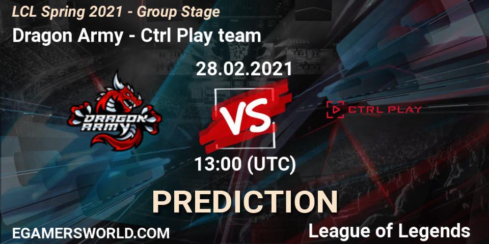 Dragon Army - Ctrl Play team: прогноз. 28.02.2021 at 13:00, LoL, LCL Spring 2021 - Group Stage