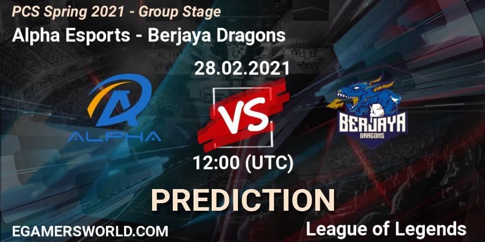 Alpha Esports - Berjaya Dragons: прогноз. 28.02.2021 at 12:00, LoL, PCS Spring 2021 - Group Stage