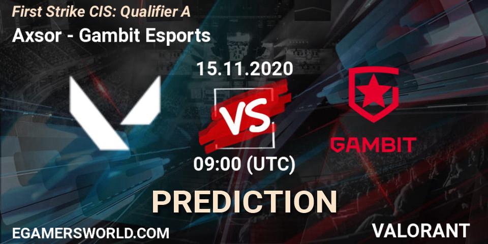 Axsor - Gambit Esports: прогноз. 15.11.2020 at 14:00, VALORANT, First Strike CIS: Qualifier A