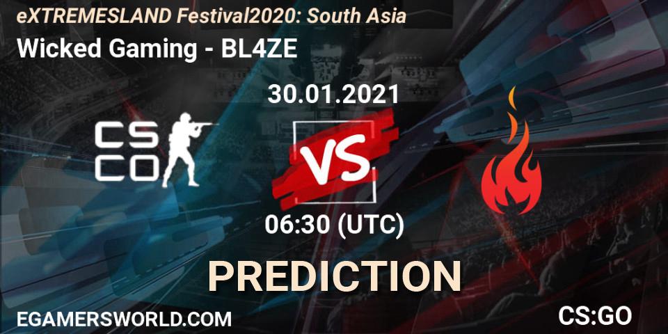 Wicked Gaming - BL4ZE: прогноз. 30.01.2021 at 06:30, Counter-Strike (CS2), eXTREMESLAND Festival 2020: South Asia