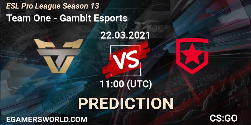 Team One - Gambit Esports: прогноз. 22.03.2021 at 11:00, Counter-Strike (CS2), ESL Pro League Season 13