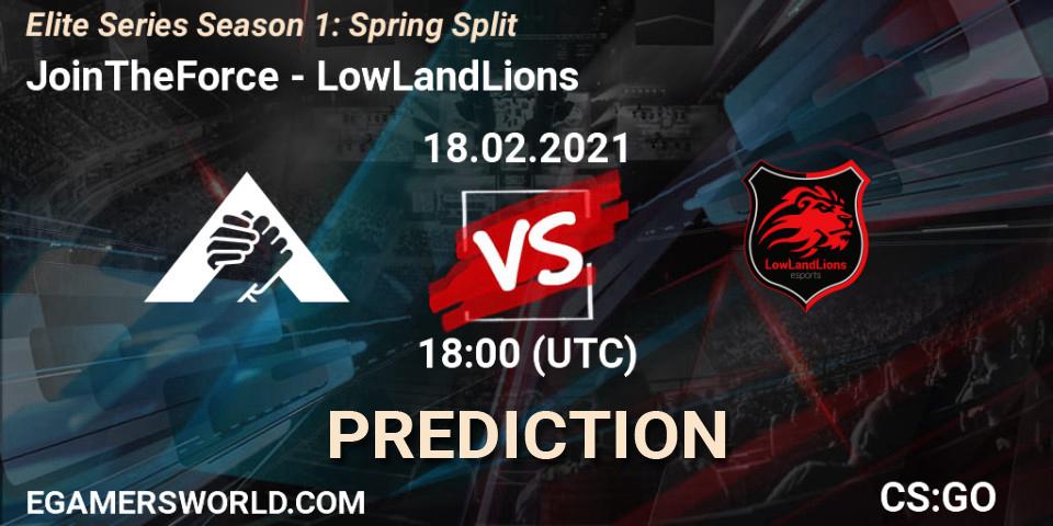 JoinTheForce - LowLandLions: прогноз. 18.02.2021 at 18:00, Counter-Strike (CS2), Elite Series Season 1: Spring Split