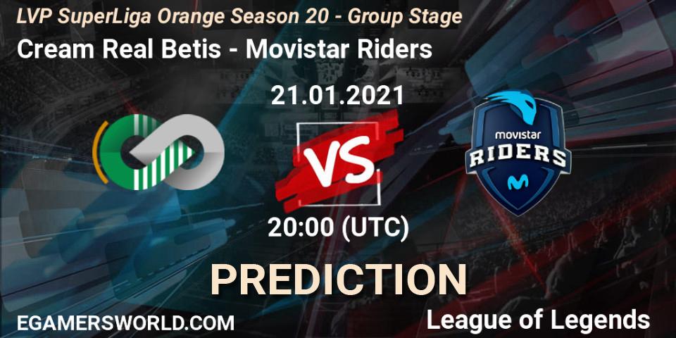 Cream Real Betis - Movistar Riders: прогноз. 21.01.2021 at 20:00, LoL, LVP SuperLiga Orange Season 20 - Group Stage