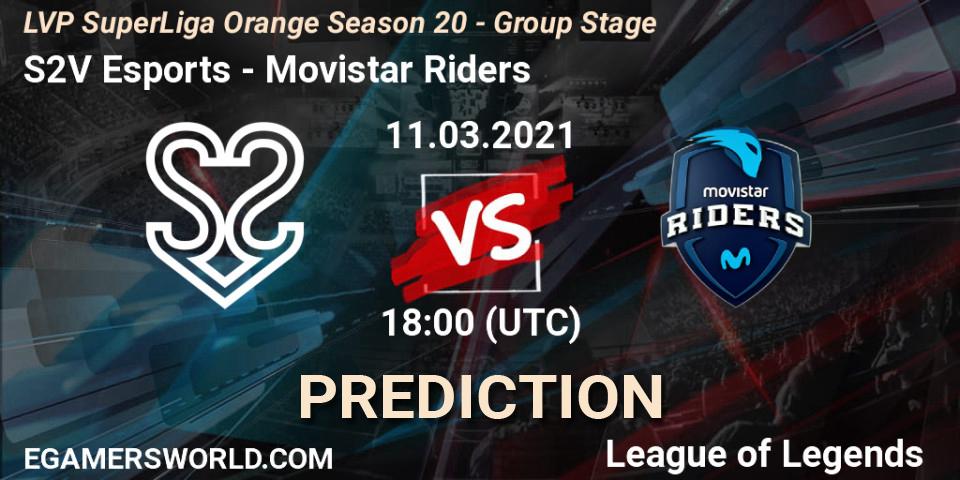 S2V Esports - Movistar Riders: прогноз. 11.03.2021 at 18:00, LoL, LVP SuperLiga Orange Season 20 - Group Stage