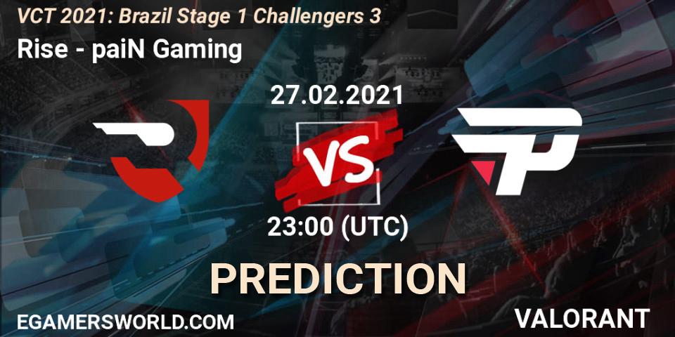 Rise - paiN Gaming: прогноз. 27.02.2021 at 23:00, VALORANT, VCT 2021: Brazil Stage 1 Challengers 3