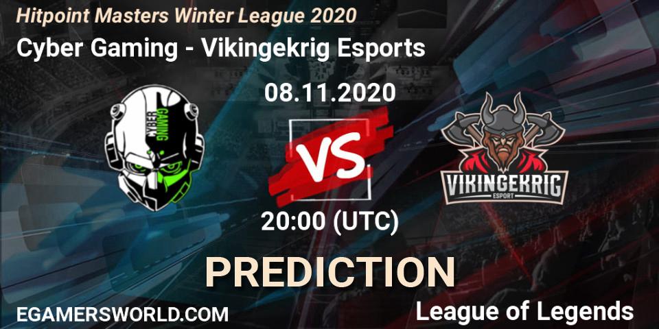 Cyber Gaming - Vikingekrig Esports: прогноз. 08.11.20, LoL, Hitpoint Masters Winter League 2020