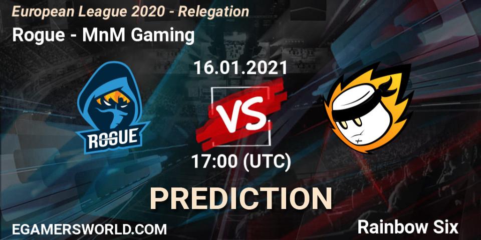 Rogue - MnM Gaming: прогноз. 16.01.2021 at 17:00, Rainbow Six, European League 2020 - Relegation