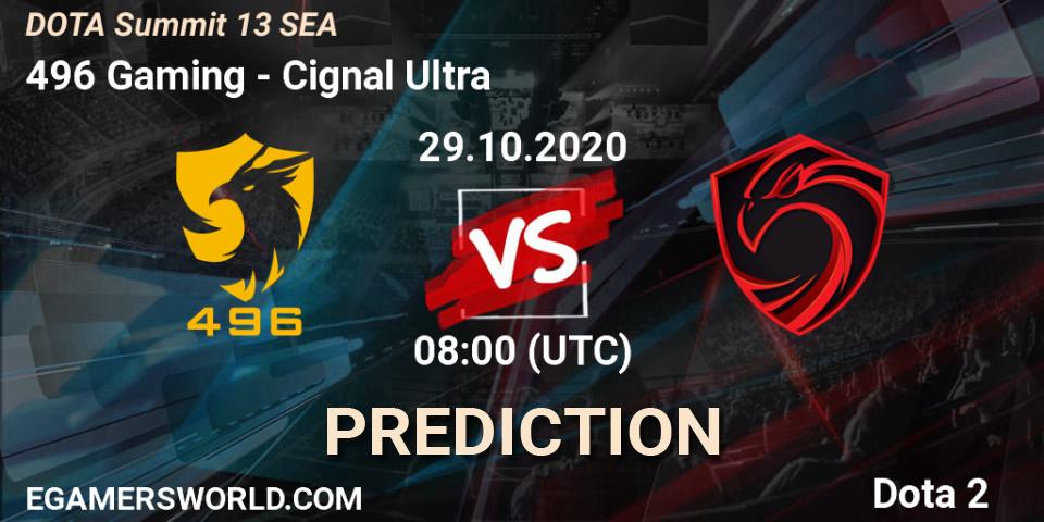 496 Gaming - Cignal Ultra: прогноз. 29.10.20, Dota 2, DOTA Summit 13: SEA
