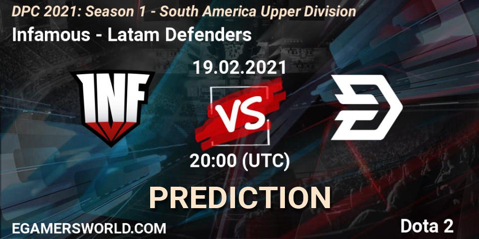 Infamous - Latam Defenders: прогноз. 19.02.2021 at 20:00, Dota 2, DPC 2021: Season 1 - South America Upper Division