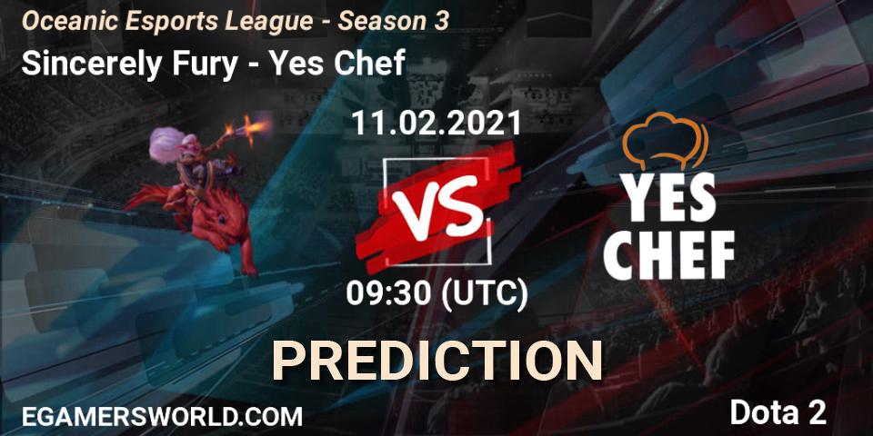 Sincerely Fury - Yes Chef: прогноз. 11.02.2021 at 09:38, Dota 2, Oceanic Esports League - Season 3